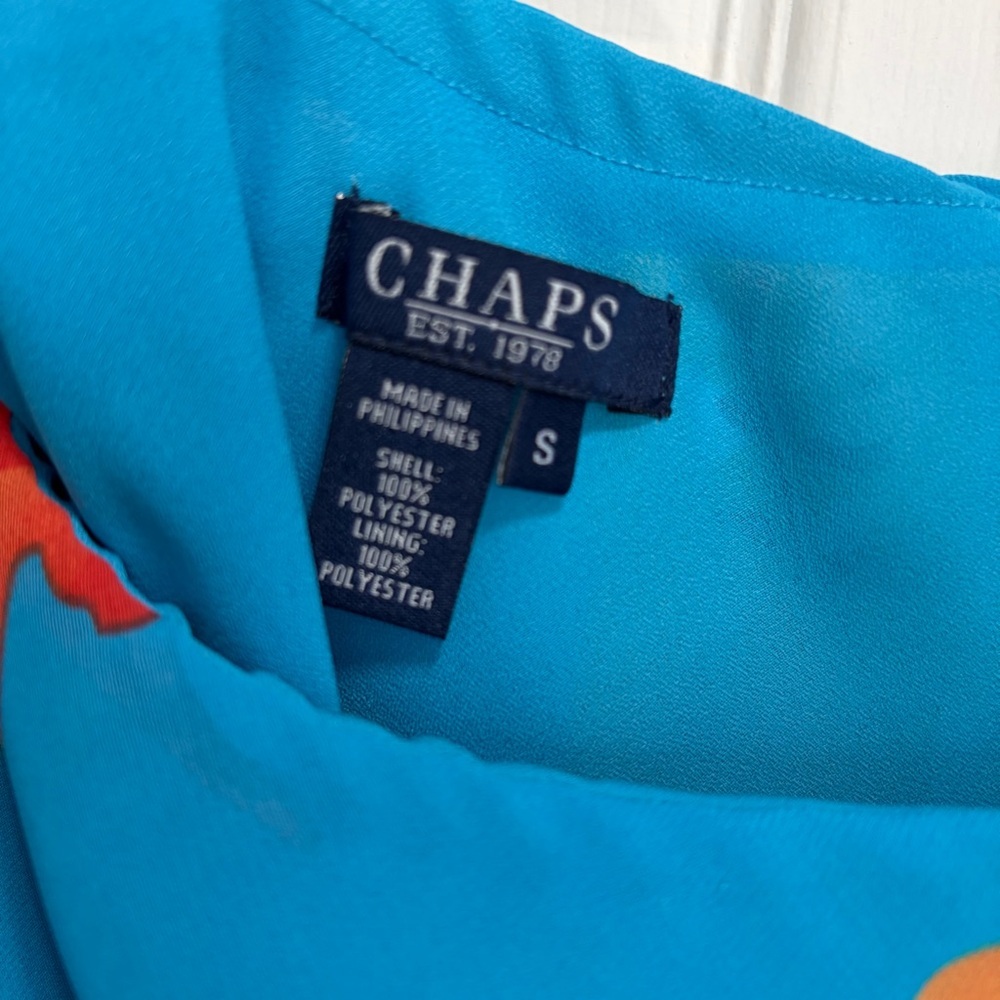 Chaps Vibrant Blue Tropical Ruffle midi Skirt Sz small - Picture 9 of 10